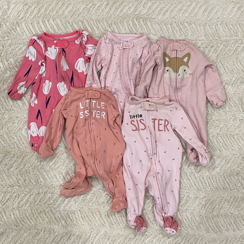 Carter's Pink and Peach Baby Footies Set